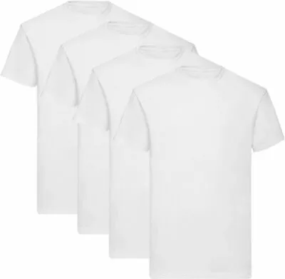 Buy Mens 1/4 Pack T-Shirt White Plain Cotton T-Shirts Tee Crew Neck Size 3XL-4XL LOT • 3.55£
