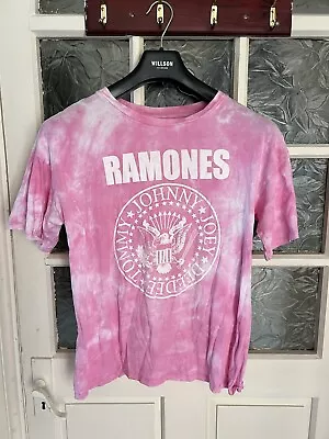 Buy Pull & Bear Ramones Band T Shirt Top Size Small  Chest 34” Pink Tie-dye • 3.99£