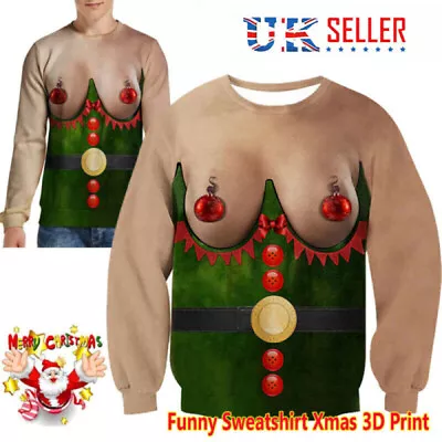 Buy Ugly Christmas Jumper Sweater Men Women Funny 3D Print Sweatshirt Xmas Pullover • 14.96£
