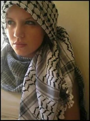 Buy Black & White Palestinian Scarf Arab Shemagh FreePost Eid Wrap Mask • 5.99£