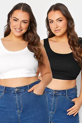 Buy Yours Curve Womens Plus Size 2 Pack Non-Padded Ribbed Bralette • 20£