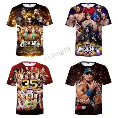 Buy WWE Wrestling Top Boys Kids Mens 3D Casual T-Shirt Short Sleeve Tee Tops Gift UK • 8.88£