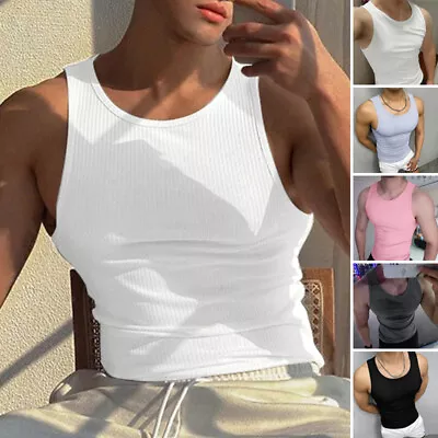 Buy Summer Mens Sleeveless Tank Tops Vest Muscle Fit Slim Tee T Shirt Blouse Plus • 10.44£
