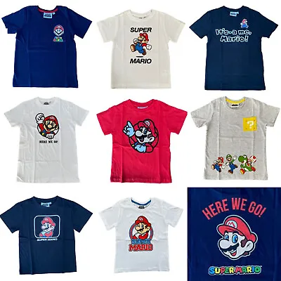 Buy Super Mario Top T-Shirt Boys Kids Childrens Short Sleeve Game Character Movie • 6.25£