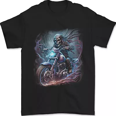 Buy A Biker Skeleton On A Motorcycle Skull Mens T-Shirt 100% Cotton • 7.99£