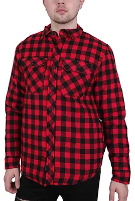 Buy Mens Flannel Lumberjack Jacket Shirt With Quilted Padded Lining Workshirt • 19.99£