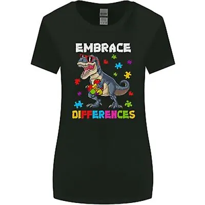 Buy Autism T-Rex Embrace Differences Autistic Womens Wider Cut T-Shirt • 9.99£