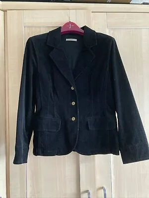 Buy Ladies Marks & Spencer Size 12 Black Corduroy Fitted Jean Jacket • 6.99£