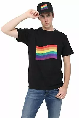 Buy Adults Printed Flag Gay Pride T-Shirt Rainbow T-Shirt Lesbian LGBT Festival • 6.99£
