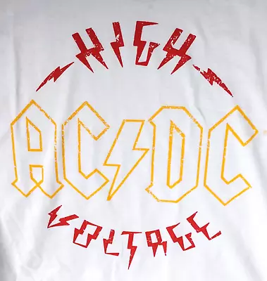 Buy ACDC Retro Rock T Shirt High Voltage White Unisex Merch Top • 12.99£
