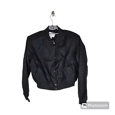 Buy H&M Linen Blend Bomber Jacket Black Size EU S RRP £32.99 • 16.99£