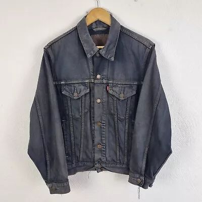 Buy Vintage Levis Denim Jacket Mens Small Faded Black Trucker 90s Western Distressed • 31.95£