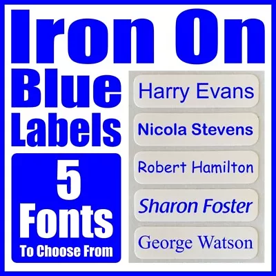 Buy Blue Iron On Name Labels Personalised School Uniform Care Homes Clothes Tapes • 15.29£