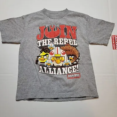 Buy Angry Birds Star Wars Boys T-Shirt 7 Gray Rebel Alliance Q46 • 1.44£