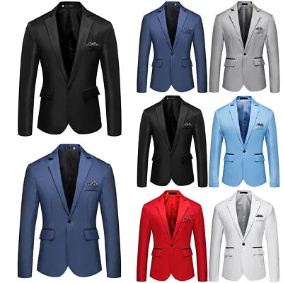 Buy Mens Formal Blazer Jacket Business Wedding Party One Button Smart Suit Coat Tops • 17.29£