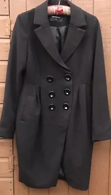 Buy Black Double Breasted Coat Size UK 8 Ideal MAD HATTER DRESS UP • 7.99£