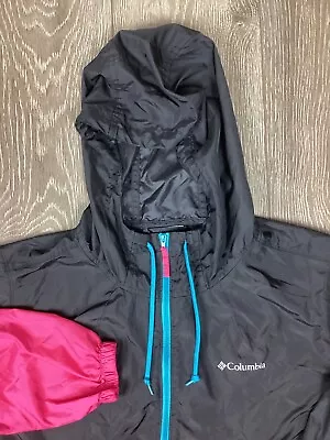 Buy Columbia Windbreaker Women’s Jacket Hooded Spring Rain Full Zip Black Lightweigh • 18.94£
