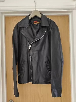Buy Mens Biker Leather Jacket, Soul Revolver, Black, Size L, 'Ghost Rider' • 180£