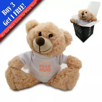 Buy Personalised Light Brown Teddy Bear Toy With T-shirt With Small Bear Hug Design • 16.95£