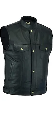 Buy Leatherick Motorcycle Mens SOA,Genuine Leather Biker Vest With Picket • 40£