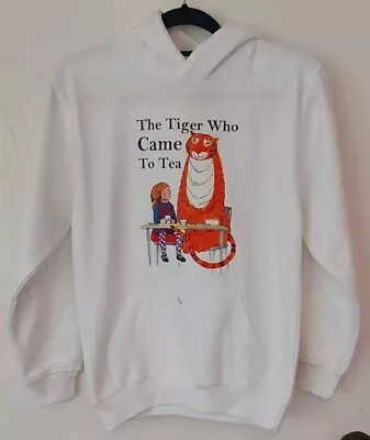 Buy The Tiger Who Came To Tea, Unisex Age 11-13, White Hoodie Jumper • 14.99£