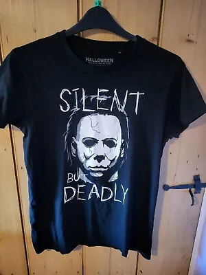 Buy Michael Myers Halloween Horror Black T-Shirt Men's Medium. Silent But Deadly VGC • 8.99£