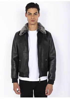 Buy Schott NYC Mens Black Aviator  Jacket Lambskin  Leather Size Medium NWOT • 199£