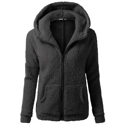 Buy Ladies Hoodies Jacket Zip Up Outwear Womens Teddy Bear Fleece Fluffy Hooded Coat • 12.72£