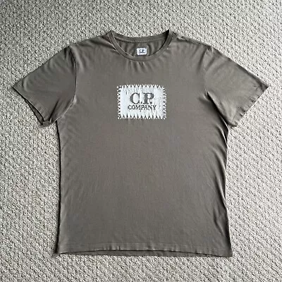 Buy Men’s CP Company Logo T Shirt Short Sleeve Khaki Green - Size Large • 24.99£