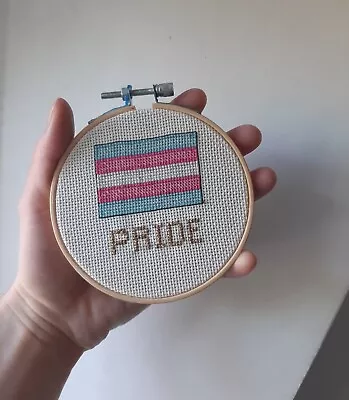 Buy Trans PRIDE Gift Merch. Transgender Flag. LGBTQIA Cross Stitch Handmade • 5£