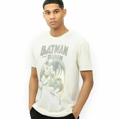 Buy Official DC Comics Mens Batman And Robin Vintage T-shirt Natural Sizes S - XXL • 11.99£