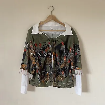 Buy STELLA JEAN | Chicken Print Cropped Jacket W/ BIG Bow & Mock Shirt Layer | IT 42 • 110£