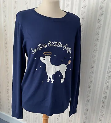 Buy Ladies Christmas Poodle Jumper Medieval Blue UK14 New With Tags. • 19.99£