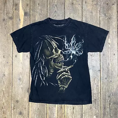 Buy Rasta Skull T-Shirt Mens Y2K Graphic Print Short Sleeve Tee Black Medium • 20£