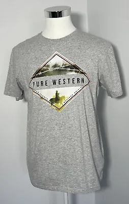 Buy Pure Western Men's Grey Short Sleeve Crew Neck T-Shirt Size L • 15.66£