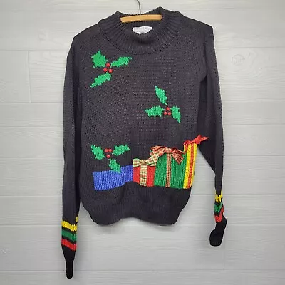 Buy Vintage Stitch Knits Sew Classics Christmas Holly Sweater Womens M Made In USA • 26.06£