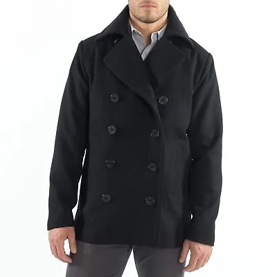 Buy Alpine Swiss Mason Mens Wool Blend Pea Coat Jacket Double Breasted Dress Coat • 63.60£