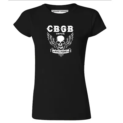 Buy Womens CBGB'S Logo Punk T Shirt Rock Pistols Clash Ruts Crass • 10.99£