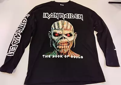Buy Iron Maiden Book Of Souls Long Sleeve European Tour T Shirt 2017 Size Medium • 25£