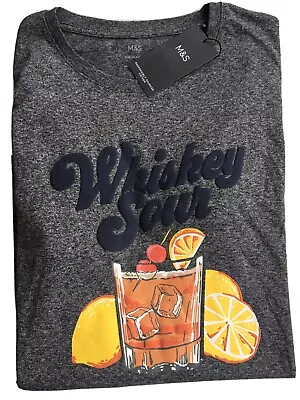 Buy M&S Grey Marl Regular Fit 100% Cotton Whiskey Sour T Shirt - Size: Large - BNWT • 9.99£
