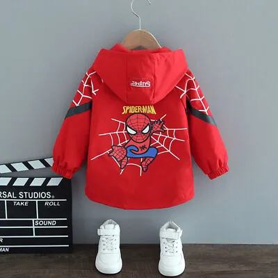 Buy Kids Boys Spider&man Windbreaker Jacket Hooded Baseball Top Jacket Outerwear • 11.03£