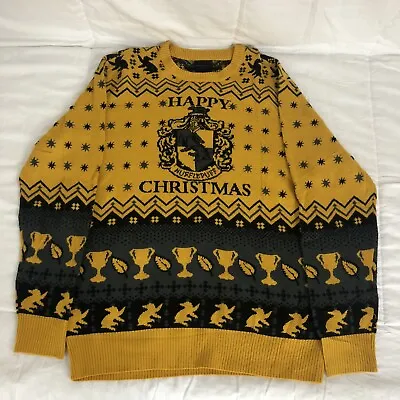 Buy Harry Potter Happy Christmas Hufflepuff Sweater Medium Yellow Decorative Design • 28.41£