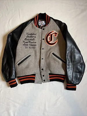 Buy Varsity Jacket Vintage Letterman C Men’s S 38 Grey Black 1980s Vgc • 110£