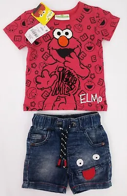 Buy Baby Boys NEXT ELMO Tickle Me T-Shirt & Denim Shorts Set Outfit 3-6 Months BNWT • 11.99£
