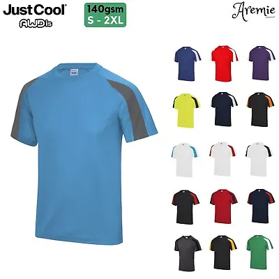 Buy AWDis Mens Short Sleeve Polyester T Shirt, Cool Quick Dry Wicking Training Top • 12.99£