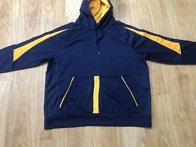 Buy Vintage Starter Hoodie Tracksuit Top Large Blue Yellow Embroidered Logo Poly • 21.35£
