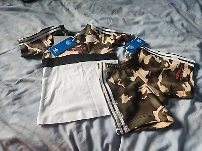 Buy Boys Camo Adidas Tshirt And Shorts Set Age 9-12 Months • 25£