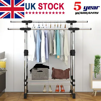 Buy Heavy Duty Metal Clothes Rail Storage Garment Shelf Hanging Display Stand Rack • 16.99£