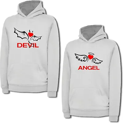 Buy Valentines Day Couple Matching Pack Hoodie Devil Angel Heart Unisex Gift Top • 20.99£