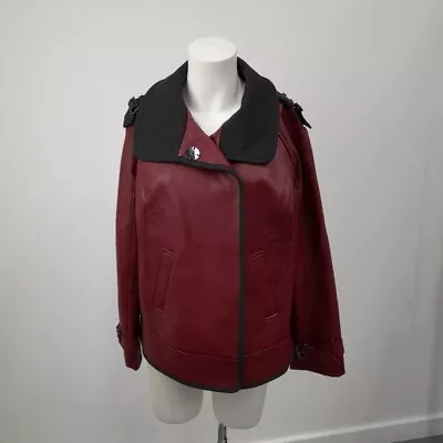 Buy Dennis Basso Jacket Womens Size 14 Red Leather -WRDC • 7.99£